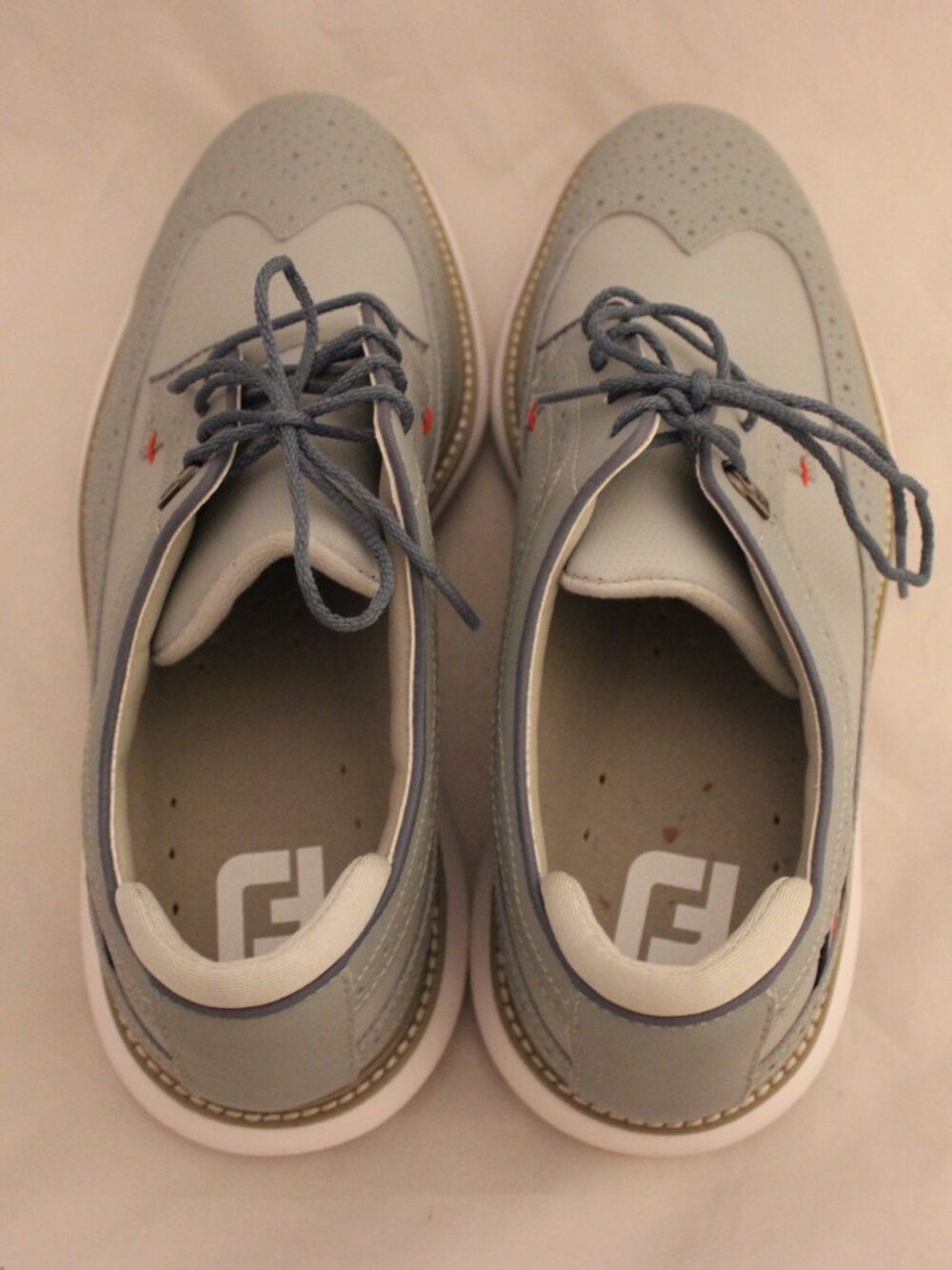 FootJoy Light Gray and White Athletic Golf Shoes - Picture 2 of 9